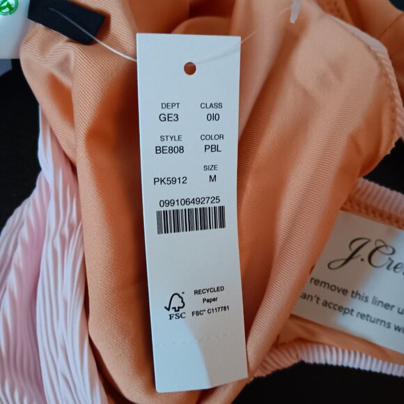 J Crew Women's Ribbed High Rise Cheeky Bikini Bottom NWT Size Medium Pink - Picture 5 of 6